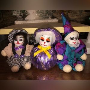 Lot of Three small clowns Porcelain heads Vintage
